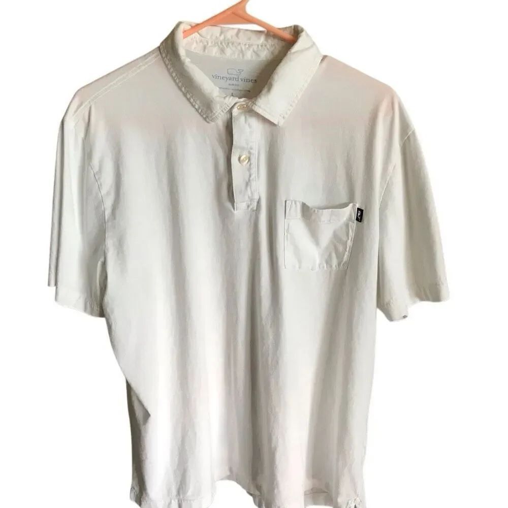 Vineyard Vines white slim fit size large short sleeve golf polo shirt